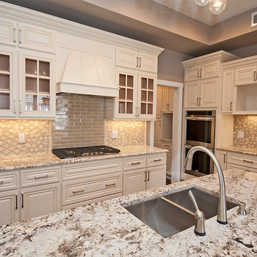 Stacked Wall Cabinets and Custom Wood Hood