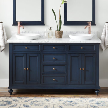 60" Keller Double Vanity For Semi-Recessed Sinks - Vintage Navy Blue