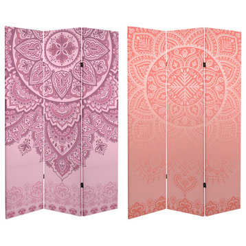 6' Tall Double Sided Pink Mandalas Canvas Room Divider