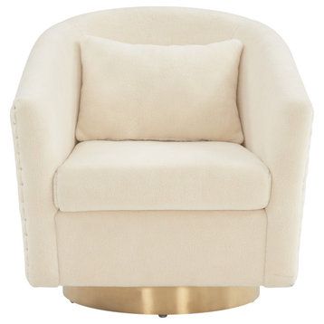 Safavieh Couture Clara Quilted Swivel Tub Chair, Ivory