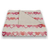 Watercolor Heart Stripes 50"x60" Coral Fleece Blanket