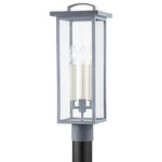 Troy Lighting - Eden 3 Light Exterior Post, Weathered Zinc - Eden is a classic cage lantern with contemporary flair. Part of our Troy Elements collection, Eden is crafted from an exclusive EPM material that can handle UV and salt exposure for years to come. Available in textured black, textured bronze, or weathered zinc. Available as a one, two, or three-light wall sconce, pendant, and post.