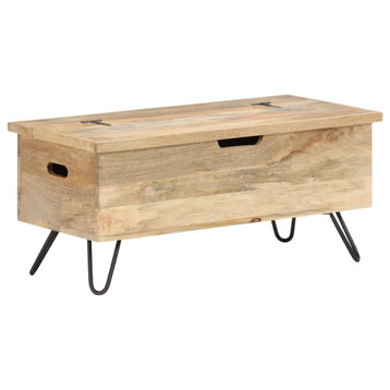 vidaXL Solid Mango Wood Chest 17.7" Storage Box Bench Hall Wooden Cabinet