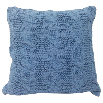 Cable Knit Pillow 18x18" Blue