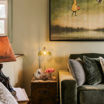 Soft Lighting and Layered Green Seating