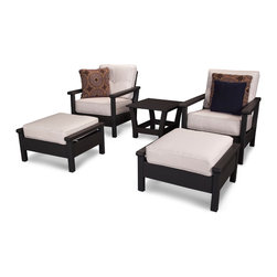 Ivy Terrace Furniture - Ivy Terrace Artisan Deep Seating 5-Piece Lounge Set, Black and Bird's Eye - Outdoor Lounge Sets