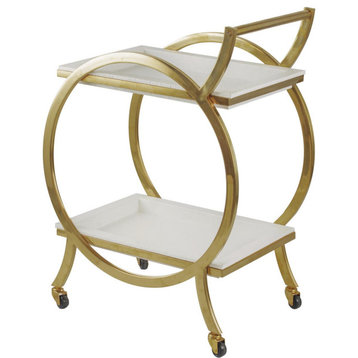 Luxe Bar/Wine Cabinet or Cart, White and Gold
