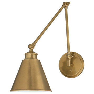 Norwell Lighting 8475 Aidan 1 Light 19" Tall Swing Arm Wall - Aged Brass with