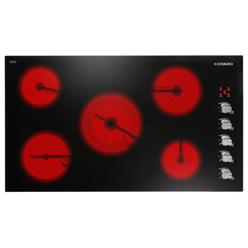 36" Electric Ceramic Glass Cooktop, Black With 5 Surface Burners