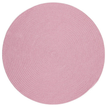Lullaby Childrens Solid Braided Rug Solid Pink 4' Round