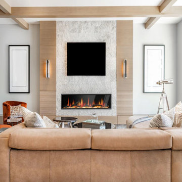 Litedeer Homes Latitude 75" Smart Electric Fireplace with App Driftwood Log