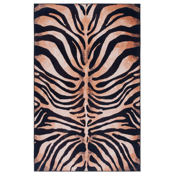 Safavieh Faux Hide Fah547P Animal Prints Rug, Light Orange/Black, 6'x9'