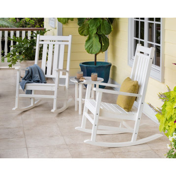 Polywood Estate 3-Piece Porch Rocking Chair Set, White
