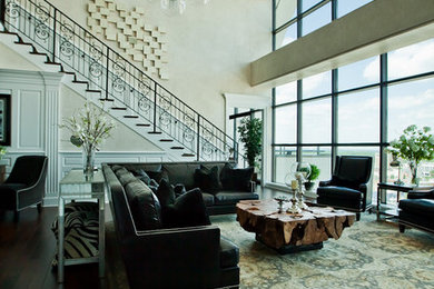 Design ideas for a modern living room in Charlotte.