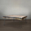 Reclaimed Wood and Metal Industrial Square Coffee Table, Steel Frame and Legs