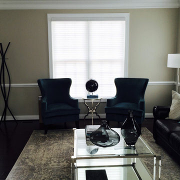 White drapery over Silhouettes in modern glam living room