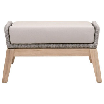 Essentials For Living Woven Loom Outdoor Footstool Light Gray