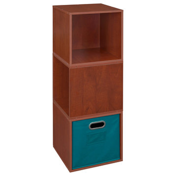 Niche Cubo Storage Set - 3 Cubes and 1 Canvas Bin- Cherry/Teal