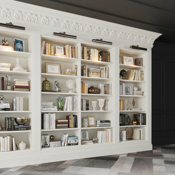 White Traditional Home Library