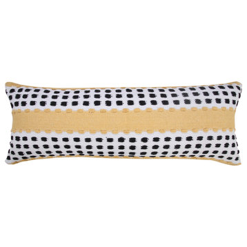 Metropolitan Woven Dash Grid Yellow Striped 14" x 36" Lumbar Throw Pillow