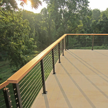 Black Aluminum Posts, Wood Top Rail & Cable Infill in Malvern, PA