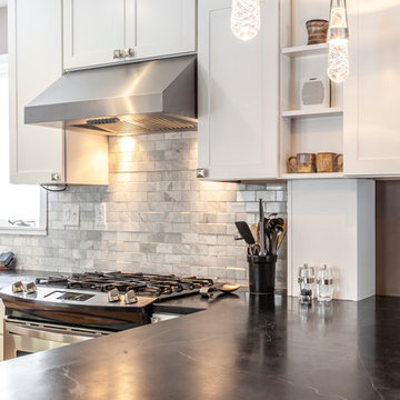 White Shaker Kitchen with soapstone countertops
