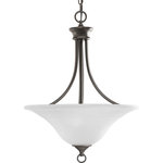 Progress - Progress P3474-20 Trinity - Three Light Inverted Pendant - Three-light hall and foyer fixture featuring soft angles, curving lines and etched glass shades . Gracefully exotic, the Trinity Collection offers classic sophistication for transitional interiors. Sculptural forms of metal and glass are enhanced by a clShade Included: TRUE Warranty: 1 Year Warranty* Number of Bulbs: 3*Wattage: 100W* BulbType: Medium Base* Bulb Included: No