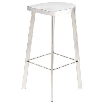 Nuevo Icon 25" Metal Backless Counter Stool in Silver
