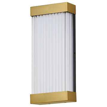 Acropolis LED Outdoor Wall Sconce, Natural Aged Brass