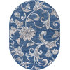 Garland Transitional Floral Navy Oval Area Rug, 5'x7'