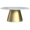 Sorrento Coffee Table, Marble Top, Brushed Gold Metal Base