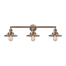 Railroad 3-Light Bath Fixture, Antique Copper/Antique Copper Railroad Shade