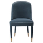 Uttermost - Brie Armless Chair, Blue, Set of 2 - Perfect for modern dining, this armless chair features sleek lines covered in a slate blue velvet with welted trim and accented with brushed brass ferrules. Sold as a set of 2. Seat height is 19".