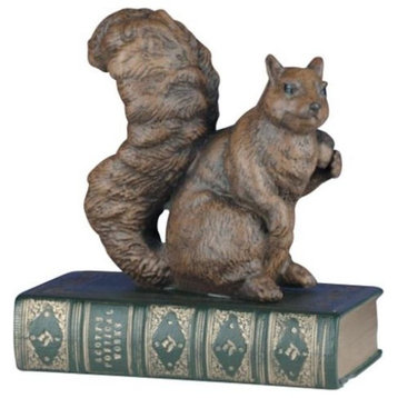 Sculpture Statue Rustic Squirrel on Book HandPainted OK Casting