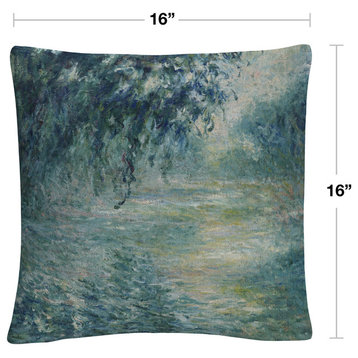 Monet 'Morning On The Seine' 16"x16" Decorative Throw Pillow