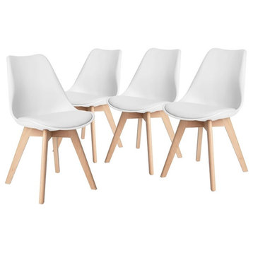 Homycasa Modern Leather Upholstered Side Chair in White ( Set of 4 )