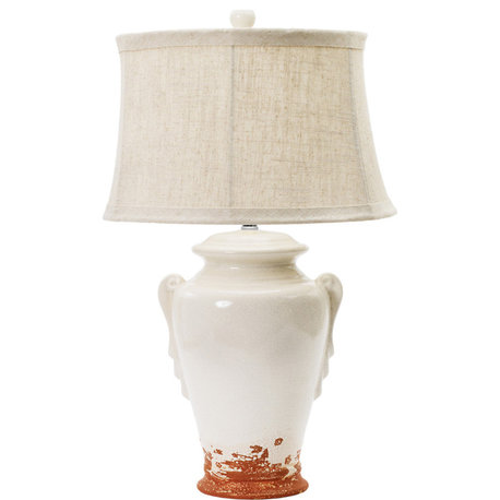 W-8763 Table Lamp - Eggshell with Terracotta