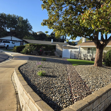 Water-Wise Front Yard with River Rock and Turf Accents | Newbury Park, CA