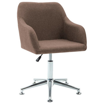 vidaXL Swivel Chair 360 Degrees Swivel Accent Chair with Arms Brown Fabric