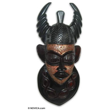 NOVICA The Warrior And Akan Wood Mask