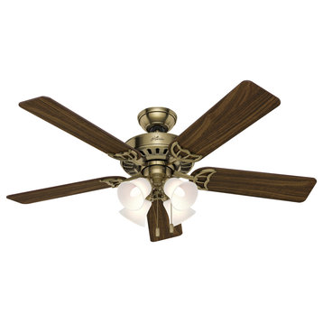 Hunter Fan Company 52" Studio Series Antique Brass Ceiling Fan With Light