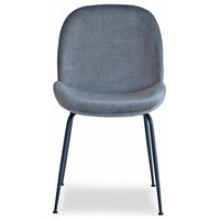 Verona Dining Chair, Set of 2, Dark Grey Velvet, Black Legs