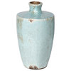 A&B Home Farmhouse Country Terracotta Vase Distressed Light Blue 9" x 7" x 12"