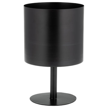 Ec Metal, 8", Flat Round Base Planter, Black