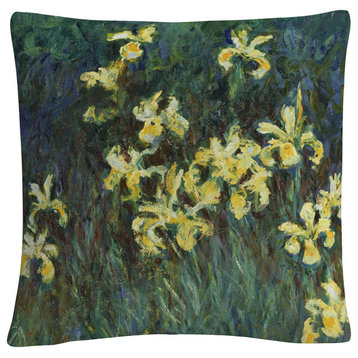Claude Monet 'The Yellow Irises' 16"x16" Decorative Throw Pillow