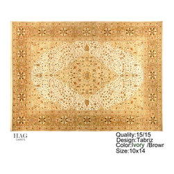 H.A.G. Hand Knotted Carpet 15/15 Quality Ivory/Brown - Floor Rugs