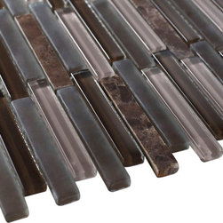 Light and Dark Grey Glass and Dark Emperador Stone Backsplash Mosaic Tiles - Home Accessories & Decor
