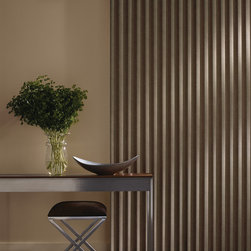 Contemporary Brown Living Room Custom Window Vertical Blinds by Hunter Douglas - Vertical Blinds