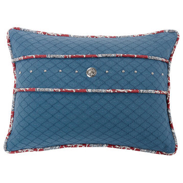 Blue Pillow With Concho And Stud Trim, 16"x21"