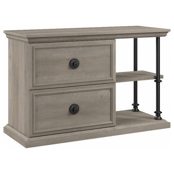 Bowery Hill Engineered Wood Lateral File Cabinet with Shelves in Driftwood Gray